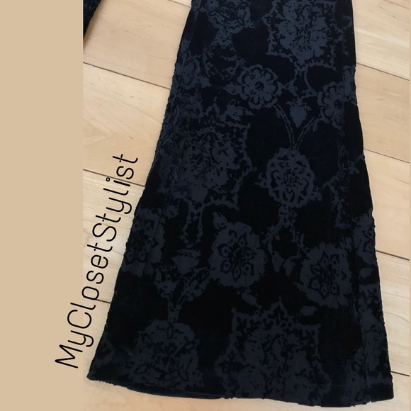 Free People Black Bells VELVET Pants NWT xs-s saks - Picture 7 of 7